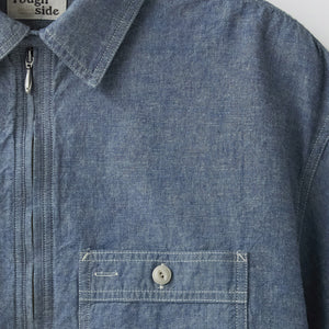 Rough Side - CHAMBRAY HALF SHIRT - INDIGO CHAMBRAY -  - Alternative View 1