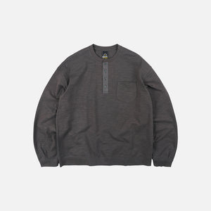Frizmworks - SLUB HENLEY L/S T-SHIRT - CHARCOAL -  - Main Front View