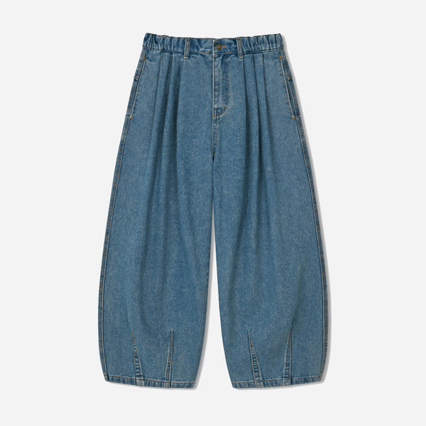 STONE VINTAGE DENIM BALLOON PANTS - STONE