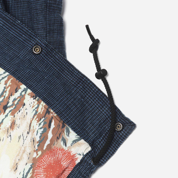 LINEN COACH JACKET - INDIGO CHECK