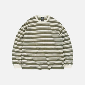 Frizmworks - BLOCK STRIPE LONG SLEEVE TEE OLIVE -  - Main Front View