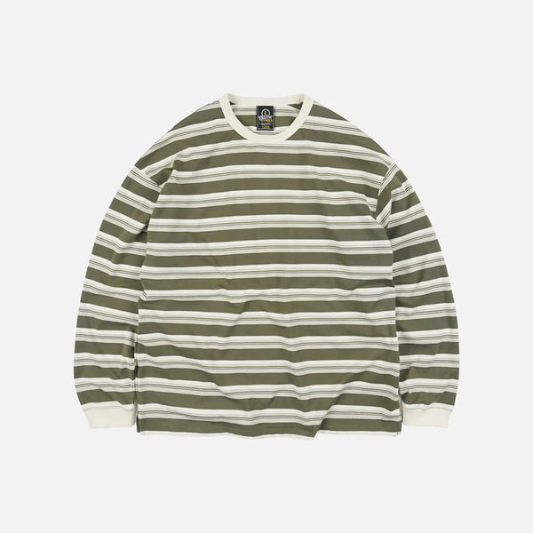 BLOCK STRIPE LONG SLEEVE TEE OLIVE