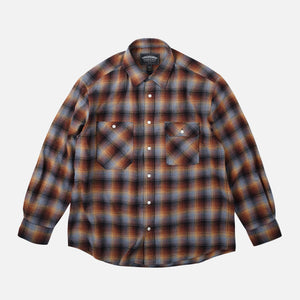 Frizmworks - FLANNEL CHECK WORK SHIRT - BROWN SKY -  - Main Front View