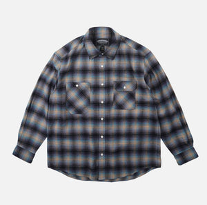 Frizmworks - FLANNEL CHECK WORK SHIRT - MIDNIGHT BLUE -  - Main Front View