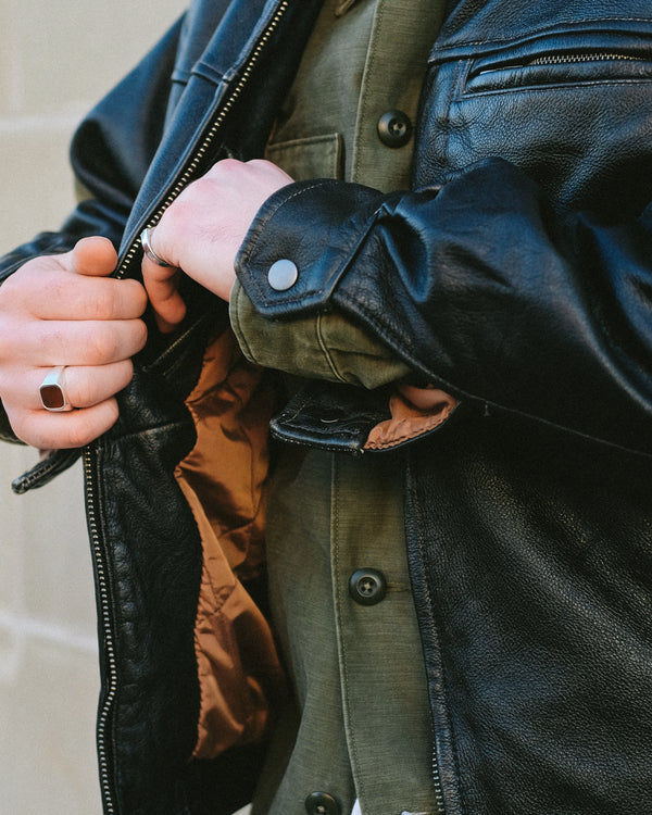 DESTROYED LEATHER JACKET - BLACK