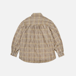 Frizmworks - GATHERED SEERSUCKER CHECK SHIRT - BEIGE -  - Alternative View 1