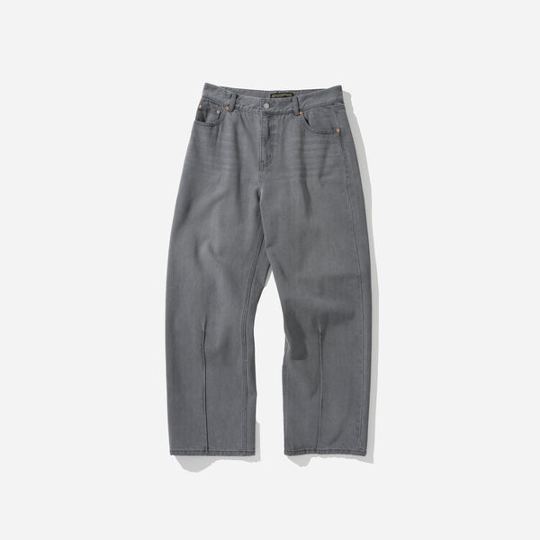 PIN TUCK LOOSE FIT JEANS - GREY WASHED
