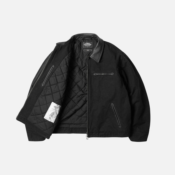 HEAVY CANVAS DESTROYED WORK JACKET - BLACK