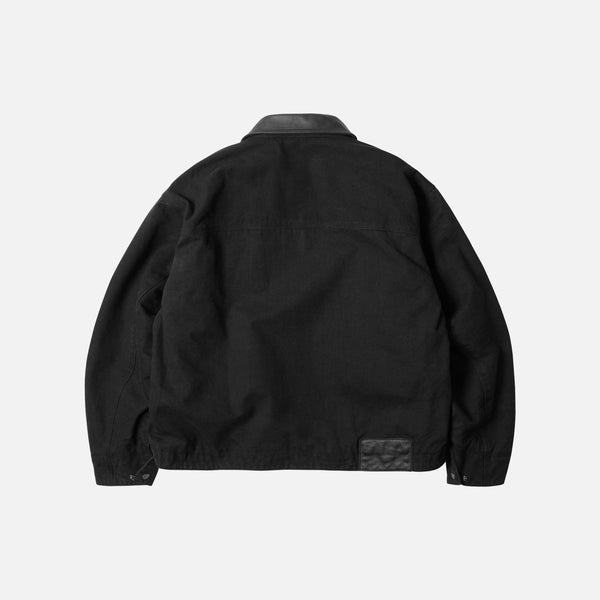 HEAVY CANVAS DESTROYED WORK JACKET - BLACK