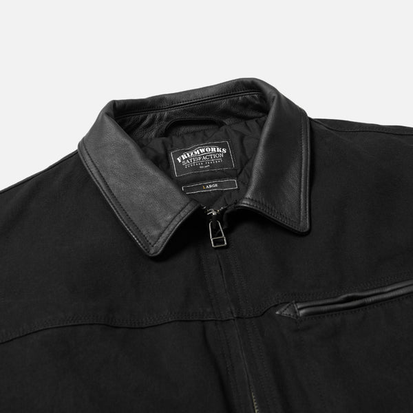 HEAVY CANVAS DESTROYED WORK JACKET - BLACK