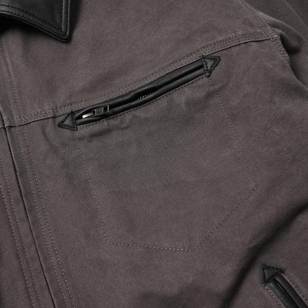 HEAVY CANVAS DESTROYED WORK JACKET - MUD