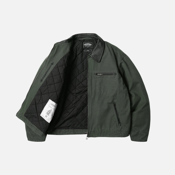 HEAVY CANVAS DESTROYED WORK JACKET - OLIVE