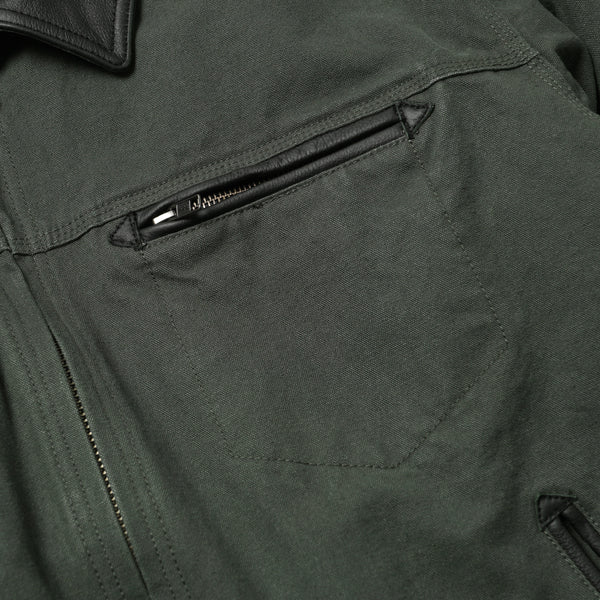 HEAVY CANVAS DESTROYED WORK JACKET - OLIVE