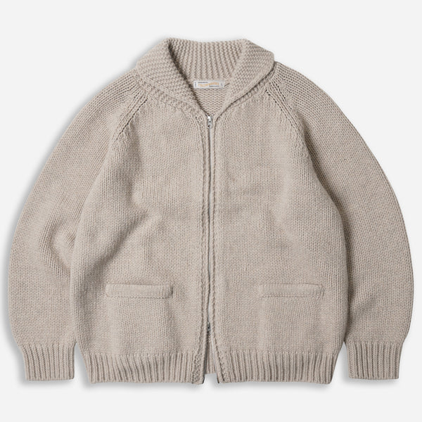 HEAVY COWICHAN ZIP UP CARDIGAN - OATMEAL