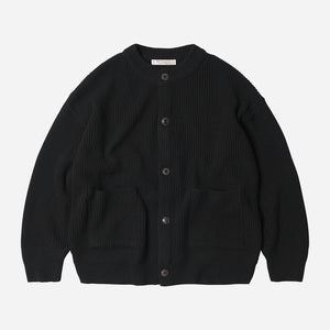 HEAVY WOOL ROUND CARDIGAN - BLACK - THE GREAT DIVIDE