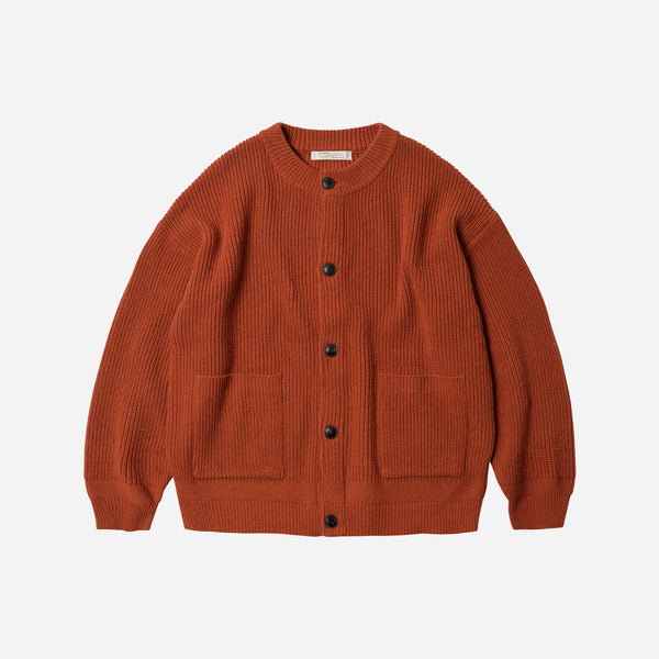 HEAVY WOOL ROUND CARDIGAN - BRICK RELABEL
