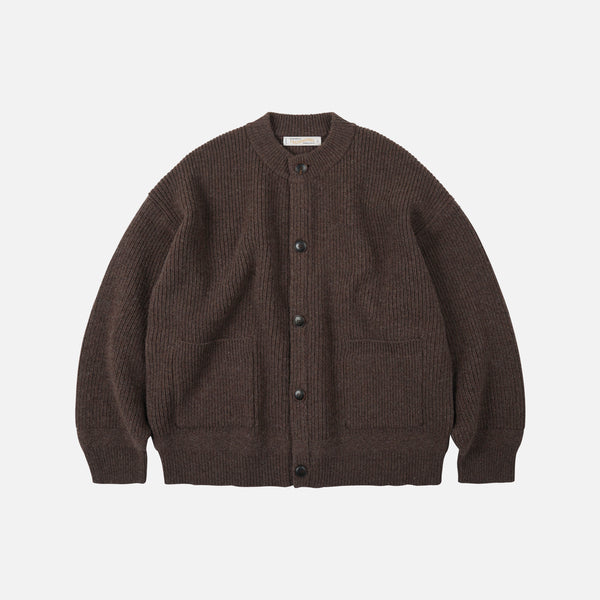 HEAVY WOOL ROUND CARDIGAN - CHOCO BROWN