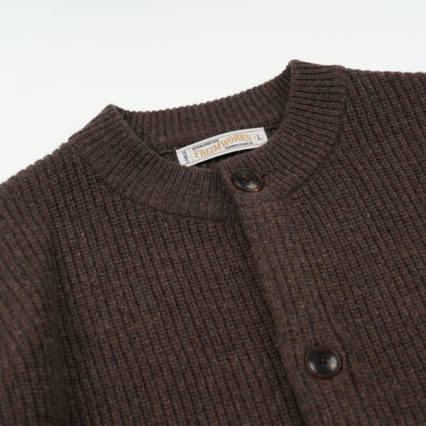 HEAVY WOOL ROUND CARDIGAN - CHOCO BROWN