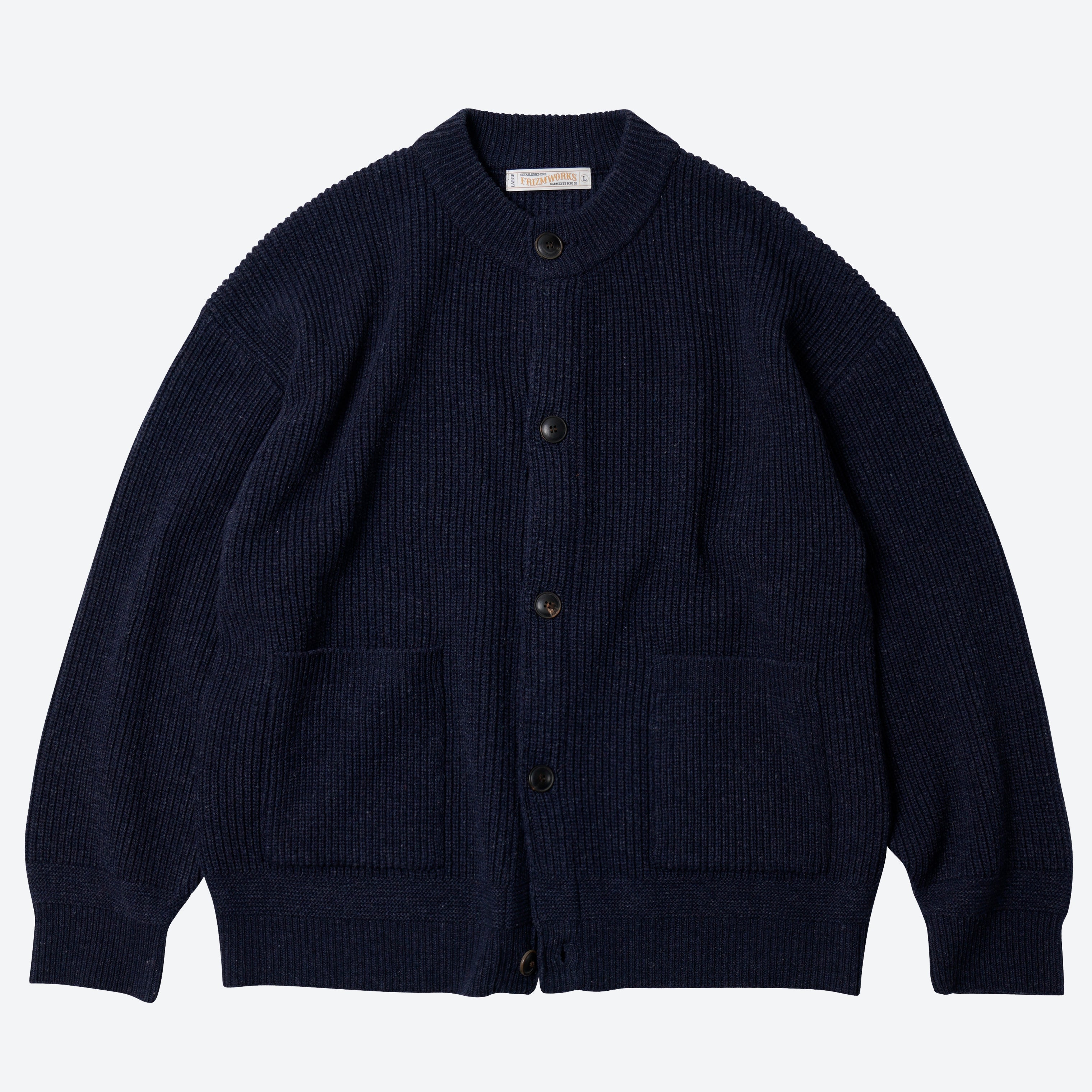 Frizmworks HEAVY WOOL ROUND NECK CARDIGAN - NAVY - The Great Divide