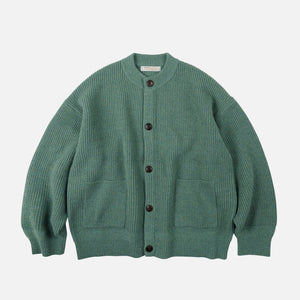 Frizmworks - HEAVY WOOL ROUND CARDIGAN - JADE GREEN -  - Main Front View