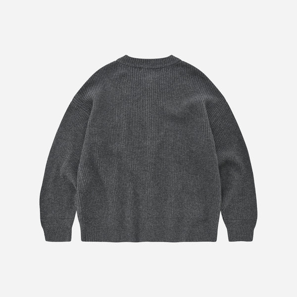 HEAVY WOOL ROUND CARDIGAN - DARK GREY