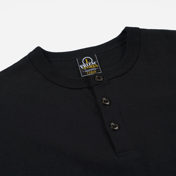 HENLEY HALF T-SHIRT - BLACK