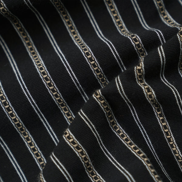 JACQUARD STRIPE HALF T-SHIRT - BLACK