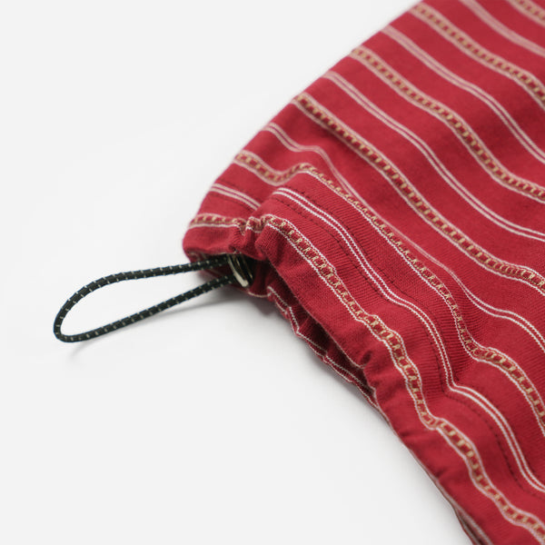 JACQUARD STRIPE HALF T-SHIRT - BURGUNDY