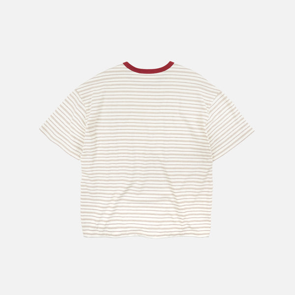 JACQUARD STRIPE HALF T-SHIRT - CREAM