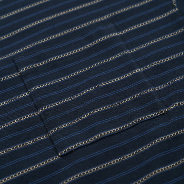 JACQUARD STRIPE HALF T-SHIRT - NAVY