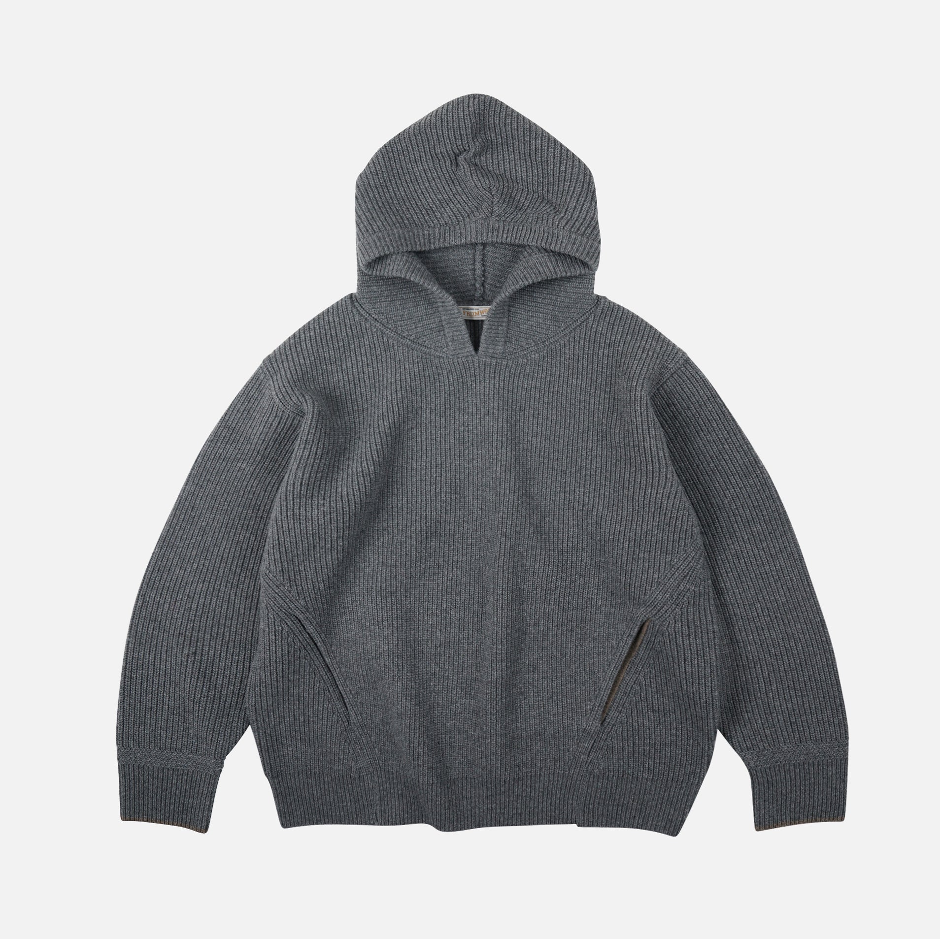 未使用品【BRIEFING】WOOL HIGH NECH KNIT HOODIE Frizmworks KANGAROO KNIT PULLOVER HOODIE - GREY - The Great