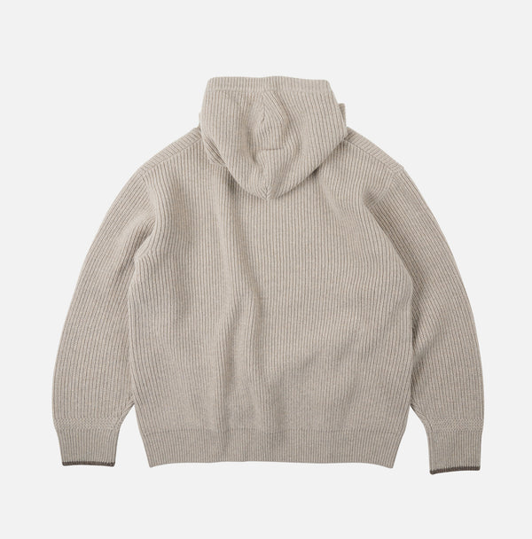 KANGAROO KNIT PULLOVER HOODIE - OATMEAL
