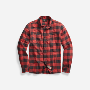 Double RL By Ralph Lauren - Plaid Twill Workshirt - Red / Black -  - Main Front View