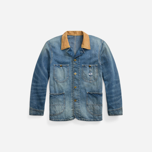 Double RL By Ralph Lauren - Corduroy Collar Denim Jacket - Wrightsville Wash -  - Main Front View