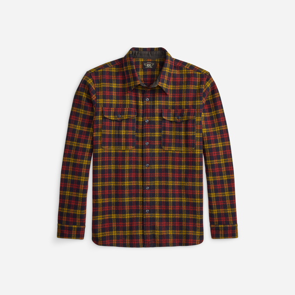 CHECKED FLANNEL SPORTS OVERSHIRT - BROWN/BIEGE