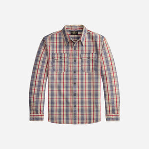 Double RL By Ralph Lauren - PLAID TWILL WORK SHIRT - BLUE/CREAM-RED -  - Main Front View