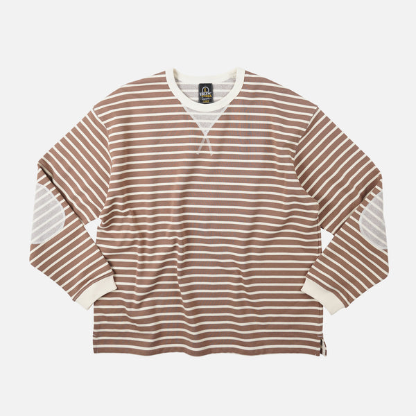 LOOP PATCH SWEATSHIRT - STRIPE MOCHA