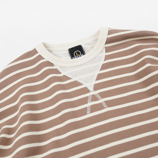 LOOP PATCH SWEATSHIRT - STRIPE MOCHA