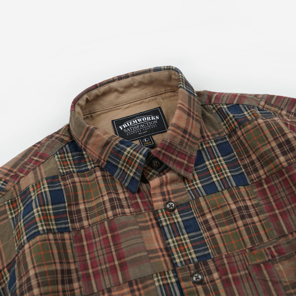 MADRAS PATCHWORK RELAXED SHIRT - BROWNIE