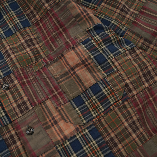 MADRAS PATCHWORK RELAXED SHIRT - BROWNIE