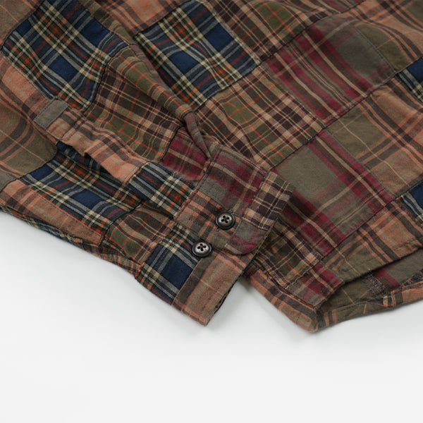 MADRAS PATCHWORK RELAXED SHIRT - BROWNIE