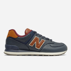 New Balance - 574 LEATHER  - NAVY/BROWN -  - Main Front View