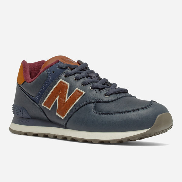 574 LEATHER  - NAVY/BROWN
