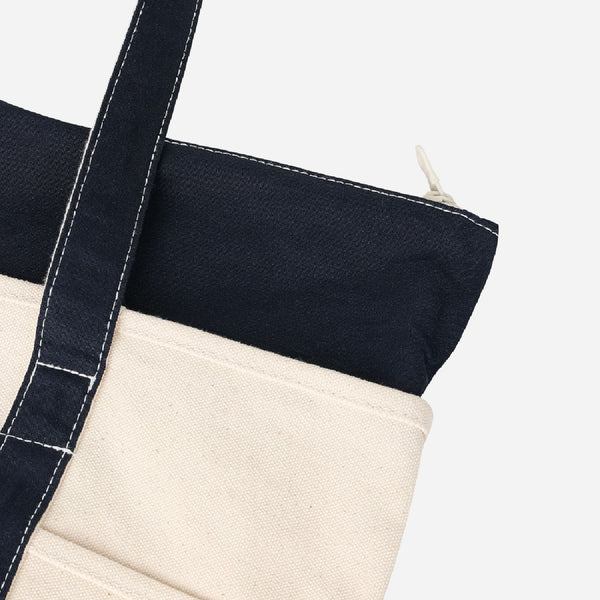 CAFE TOTE BAG - ECRU/NAVY
