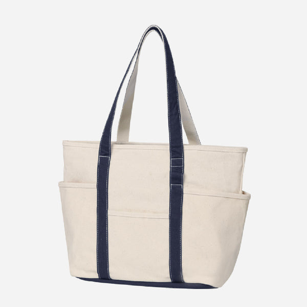 CAFE TOTE BAG - ECRU/NAVY