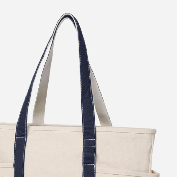 CAFE TOTE BAG - ECRU/NAVY