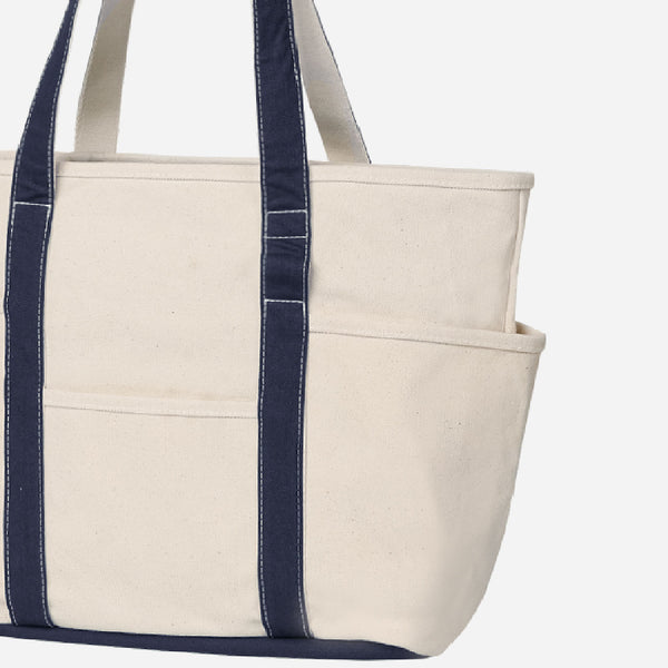 CAFE TOTE BAG - ECRU/NAVY