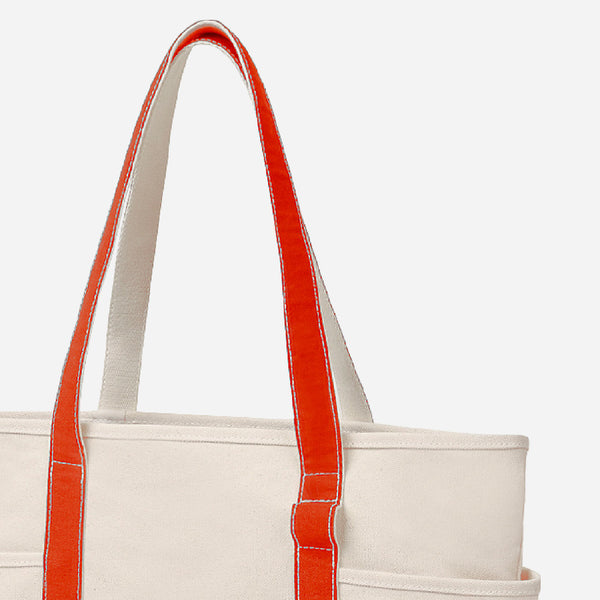 CAFE TOTE BAG - ECRU/RED