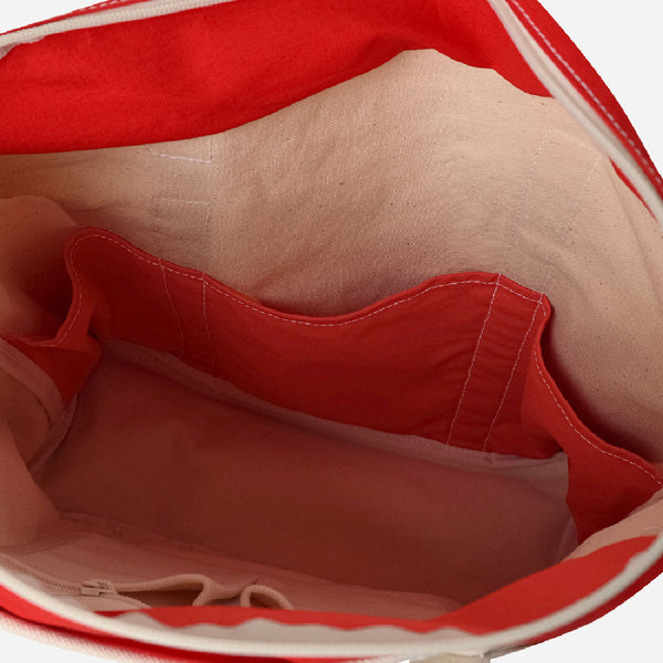 CAFE TOTE BAG - ECRU/RED