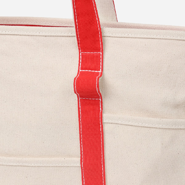 CAFE TOTE BAG - ECRU/RED